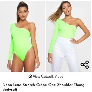 💚Brand New PLT New Neon One Shoulder Bodysuit💚